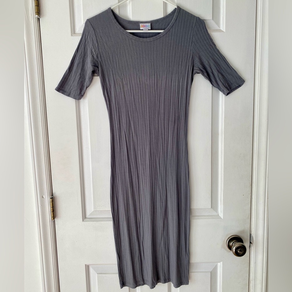 LuLaRoe Charcoal Ribbed Midi Dress